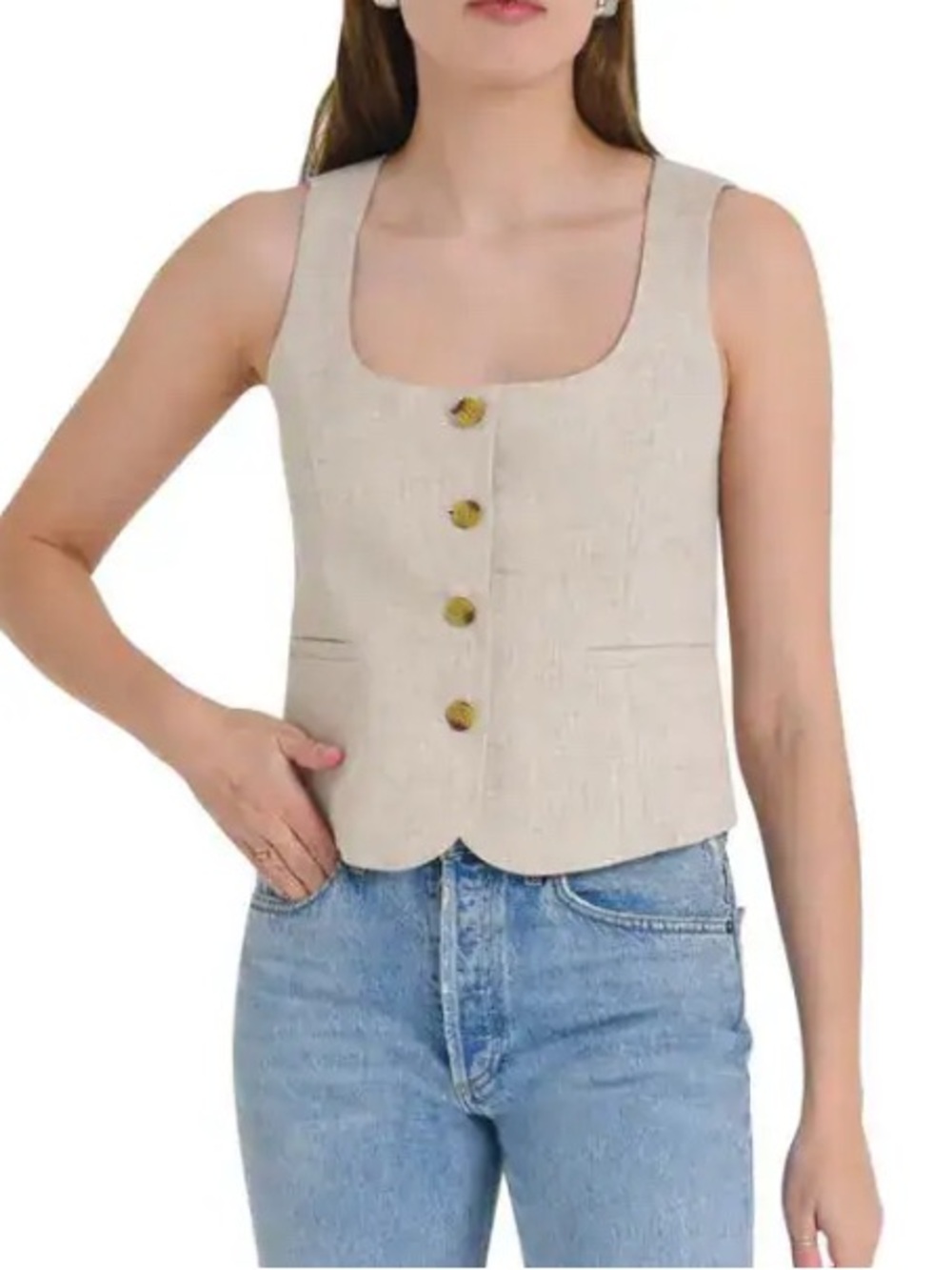 Wayf Gabriella Linen Vest Large